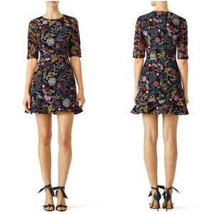 SALONI Black Floral Celia Dress $525